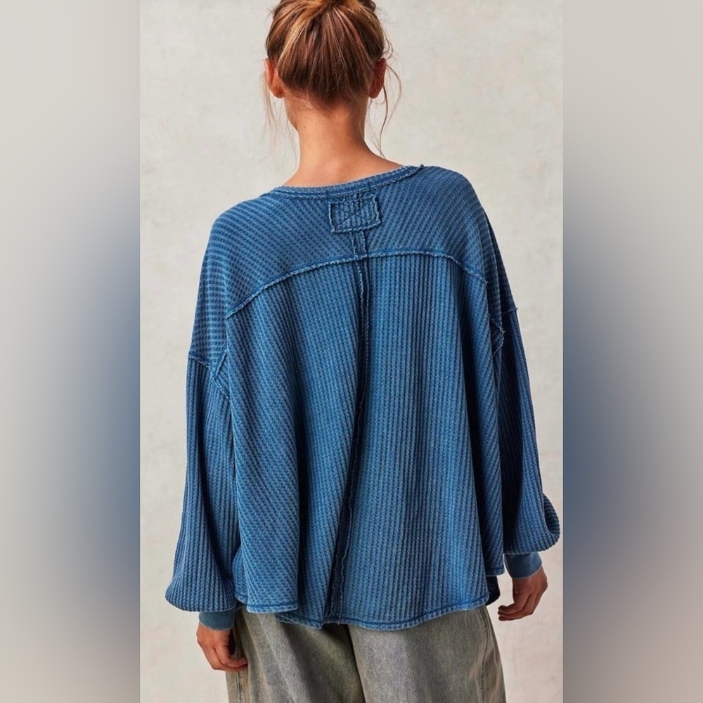 NWT Free People Coraline Thermal in Legion Blue XS New We the Free $68 retail - Picture 2 of 7